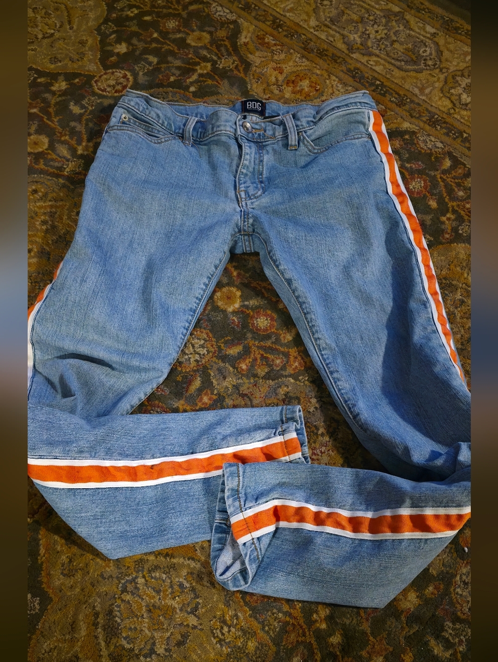 4/$67 Deal! BDG Light Blue Unisex Jeans with Orange and White Side Stripes